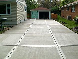 Freshly poured concrete driveway